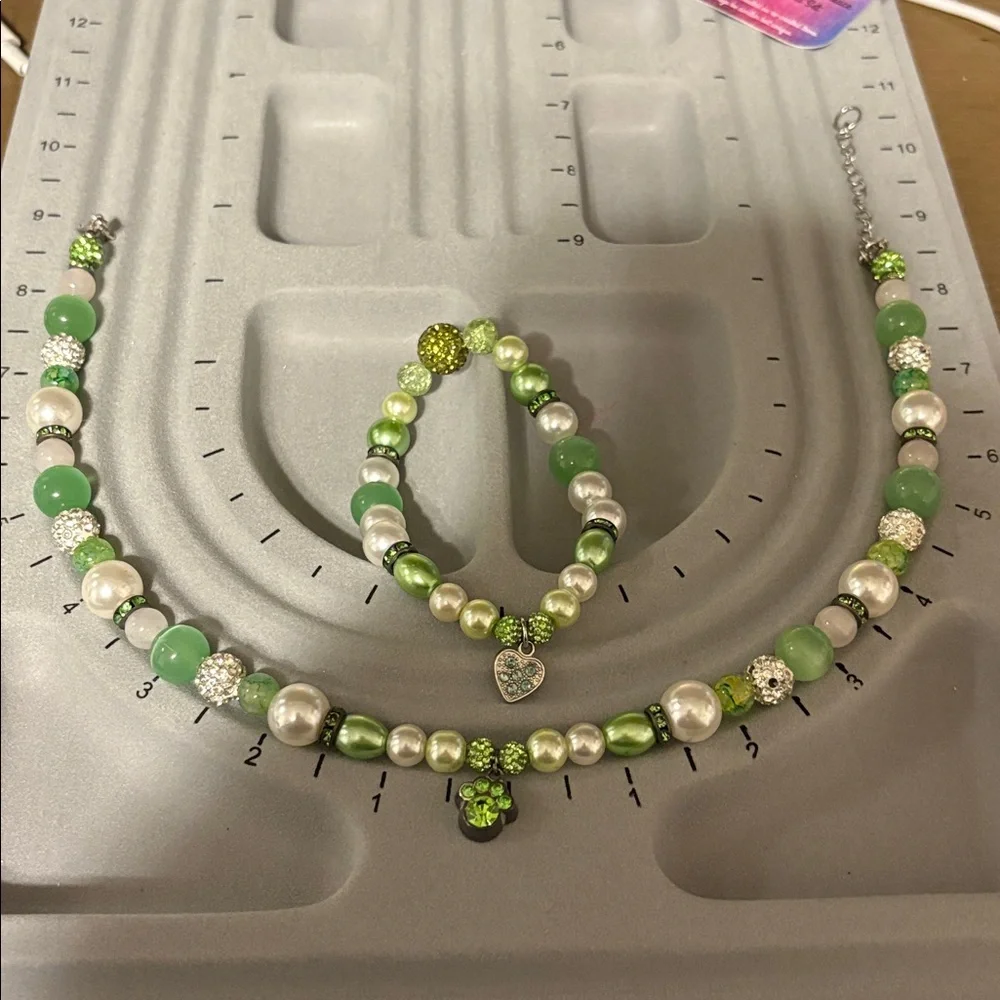 Handmade Beaded Dog Necklace and Matching Owner Bracelet Set - Picture 6 of 9